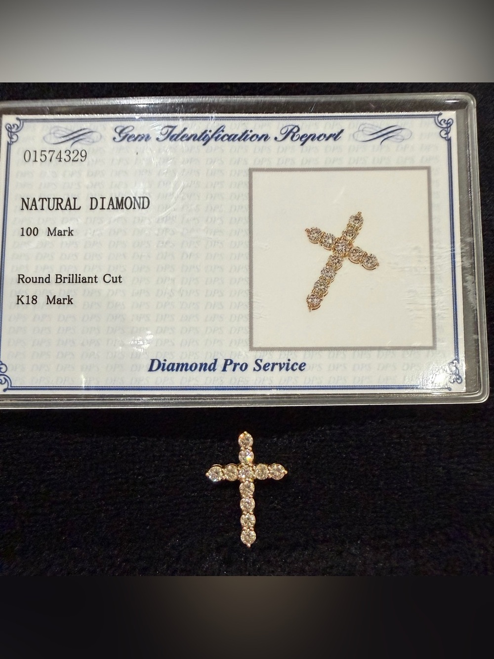 Real K18 1.00 Carats Natural Diamond
Japan Yellow Gold Cross Pendant
